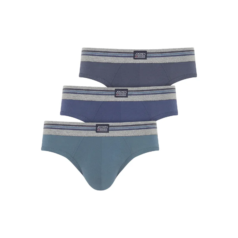 Jockey Cotton Stretch Brief 3 Pack - Blue Mix